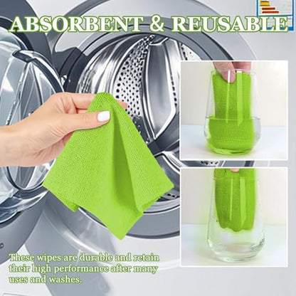wuyaoyao 50PCS Microfiber Cleaning Cloth Roll, 10"×10" Tear Away Microfiber Towels, Reusable Washable Cloth Paper Towels, Multi-Purpose Cleaning Rags for Car Home Kitchen Garage Shop (Green) - color: Green