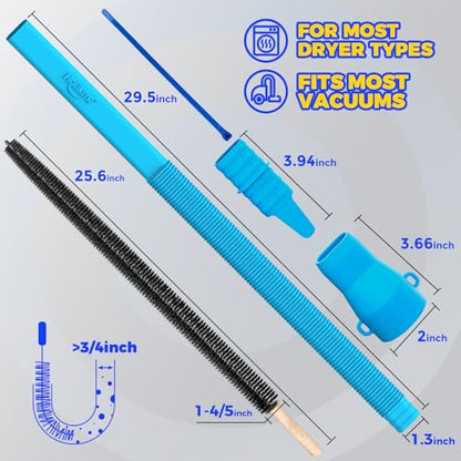 Holikme Dryer Vent Cleaner Kit 2 Pieces - Upgraded Dryer Lint Screens Cleaner Brush Part,Compatible with Most Vacuum Cleaner,Vacuum Hose Attachment & Refrigerator Coil Brush,Quickly Lint Remove,Blue - color: Blue