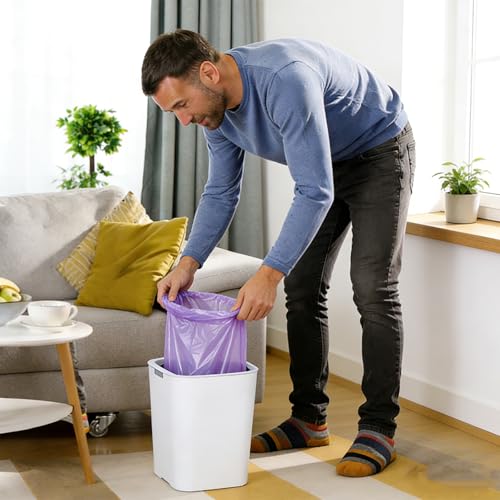 Drawstring Trash Bag 100PCS, Leakproof Small Trash Bags, Unscented Small Garbage Bags, 15 Liter Mini Wastebasket can Liners for Office Bedroom Bathroom, Darkpurple - color: 100Violet color