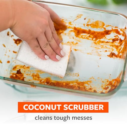 Full Circle Coconut Scrubber Sponges, Pack of 2 – Dual-Sided, Plant-Based Sponges Made with Coconut Shells, Cellulose & Recycled Materials, Safe for Nonstick Cookware - size: Coconut Sponge 2pk