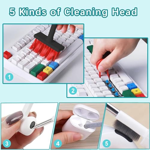 5 in 1 Keyboard Cleaning Brush Kit, Multifunctional Earbuds Cleaner with Keycap Puller, Cleaning Tools for Mechanical Keyboard, PC Laptop and Earphone