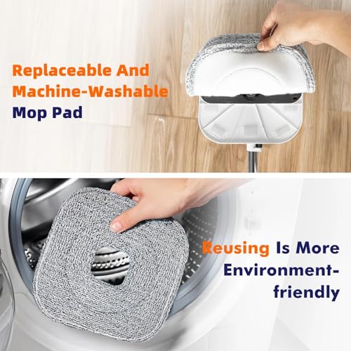 Spin Mop and Bucket Set with Self Separation Dirty and Clean Water System, Self Wringing 360° Rotating Square Mop Head for Home Floors Cleaning (1.0 Mop and Bucket Set (6 Pads)) - size: 1.0 Mop and Bucket Set (6 pads)