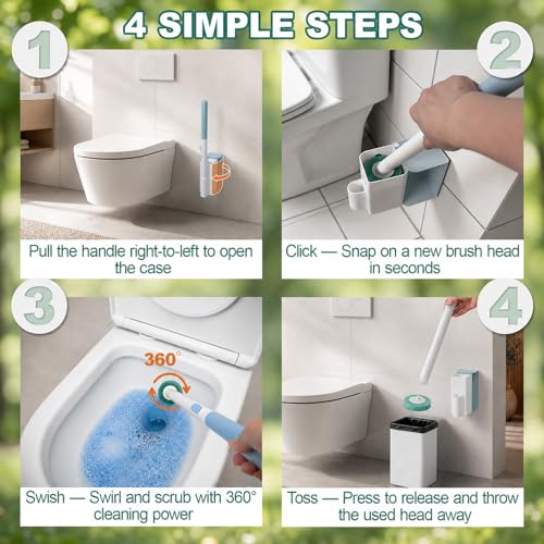 Disposable Toilet Brush, Wall-Mounted Rotating Holder Set, Bathroom Maintenance, Toilet Cleaner（Mixed Fragrance）