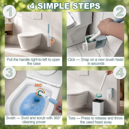 Disposable Toilet Brush, Wall-Mounted Rotating Holder Set, Bathroom Maintenance, Toilet Cleaner（Mixed Fragrance）