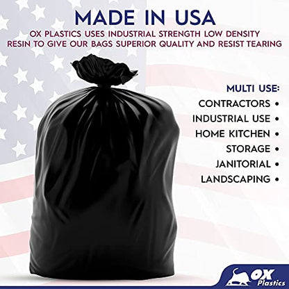 55 Galon Heavy Duty Black Trash Bags - 100 Count Large 36x52 IN Thick Garbage Bags - 3 MIL Multipurpose Trash Can Liners for Contractors, Home Kitchen & Industrial Use (Made in USA) - size: 1 Count (Pack of 100)