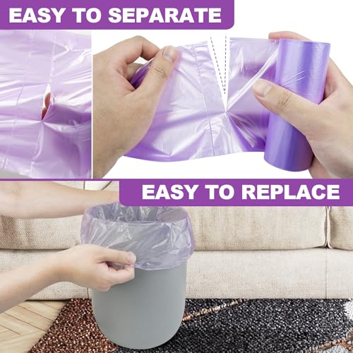 Small Trash Bags, 105 Count 4 Gallon Trash Bag Small Garbage Bags Unscented Bathroom Mini Trash Bags, Wastebasket Bin Liners, Small Plastic Bags for Home Office Kitchen, Purple