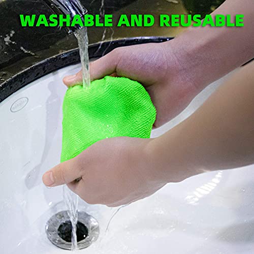XINDELL Windshield Cleaner Tool – Car Window Cleaning Tool Extendable Handle for Easy Cleaning, 9pcs Reusable Microfiber Pads, Streak-Free Interior & Exterior Auto Glass Cleaner (Green) - size: 17in