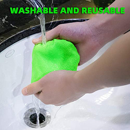 XINDELL Windshield Cleaner Tool – Car Window Cleaning Tool Extendable Handle for Easy Cleaning, 9pcs Reusable Microfiber Pads, Streak-Free Interior & Exterior Auto Glass Cleaner (Green) - size: 17in
