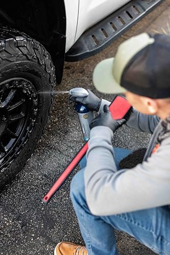 Detail Factory - Fender Well Brush - Ergonomic ProGrip Handle, Stiff Synthetic Bristles, Ergonomic Design, Clean Your Wheel Wells with Ease - Red - color: Red