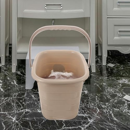 VOSAREA Rectangular Plastic Cleaning Bucket with Handle 11l Small Multipurpose Water Bucket for Household Mopping, Foot Soak, and Laundry Use in Khaki Color