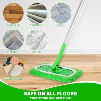Reusable Microfiber Mop Pads Compatible with Swiffer Sweeper, 3 Pack Dry Sweeping Cloths & Wet Mopping Cloths, Washable Pads for Hardwood Floor Cleaning (Mop is Not Included) - color: Abb-green 3 Pack