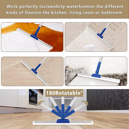 17" Magic Broom Squeegee Broom with 56" Adjustable Long Handle for Floor Bathroom Kitchen,Shower Tile Pet Hair Fur Marble Glass Window Cleaning