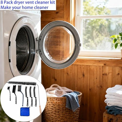 8 Pack Washing Machine Cleaning Brush, Dryer Vent Cleaner Kit, Flexible Dryer Lint Brush Vent Cleaner, Lint Trap Cleaning Tool, Household Cleaning Tools for Tile, Bathtub, Sink, Grout, Bathroom,Shower
