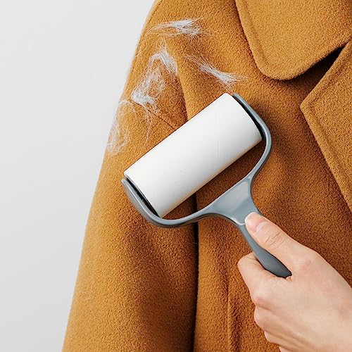 Flat Sticky Lint Roller for Couch Desk Chair Dog/Cat Bed Balliard Table Lint Roller for Pet Hair Lint Remover T Shape Handle with 4 Refill Rolls (Navy Black) - color: Navy Black T Handle