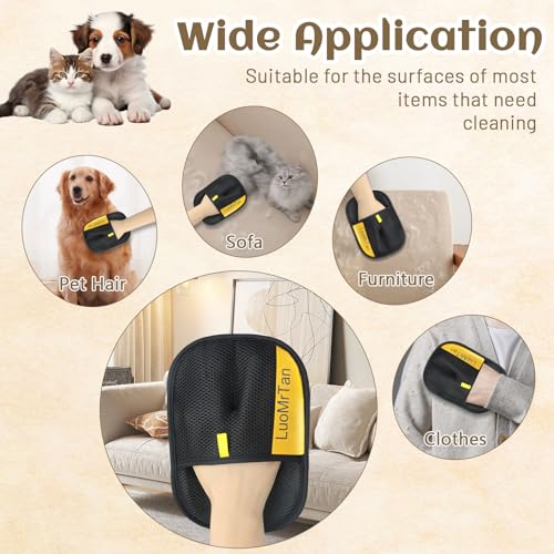 2 Pack Pet Hair Removal Gloves, Reusable Electrostatic Pet Hair Remover, Newly Upgraded Efficient Lint Remover Tool for Dog & Cat Hairfor Couch, Furniture, Car Seat, Carpet, Clothing - color: Black
