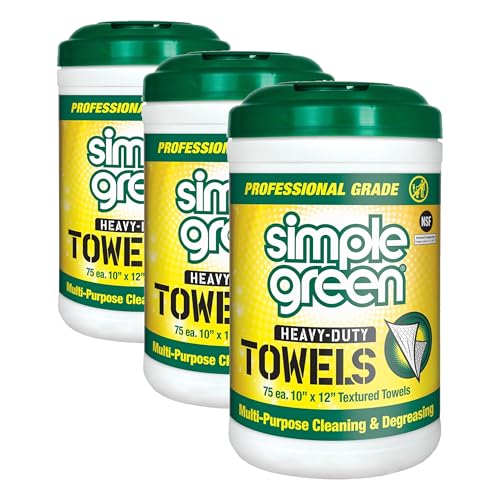 Simple Green Professional Grade Heavy-Duty Cleaning and Degreasing Towels,All-Purpose Cleaning Wipes,75 Count (Pack of 6) - size: 75 Count (Pack of 6)