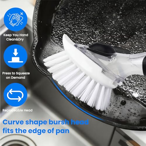 New Brush Refills for OXO New Soap Dispensing Dish Brush - 4 Pack Dish Brush Cleaning Soap Dispensing Head Replacement for Scrubber