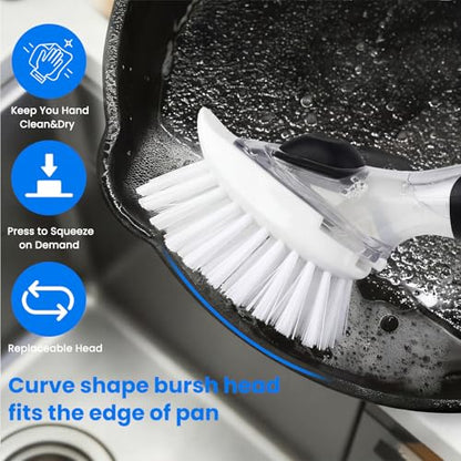New Brush Refills for OXO New Soap Dispensing Dish Brush - 4 Pack Dish Brush Cleaning Soap Dispensing Head Replacement for Scrubber