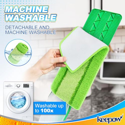 6 Pack Upgraded Spray Mop Refills for Libman Freedom Spray Mop, Washable Microfiber Pad Compatible with BPAWA Flat Floor Mop, Reusable Mop Pads - color: Green, 6 Pack