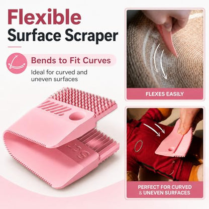 2 Pack Portable Pet Dogs Cats Hair Remover Lint Removal Shaver Tool Fur Scraper Carpet Rake for Couch Furniture Car Mats Fabric Sofa Clothes Bedding Pink - color: Pink