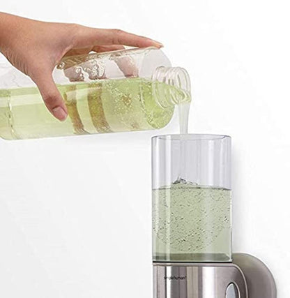 Non-Drill 500ml Single Head Manual Pressing Head Wall Mounted Soap Dispenser, Shower Liquid Shampoo and Soap Dispenser for Bathroom, Kitchen (Silver) - color: Silver, size: 500ml