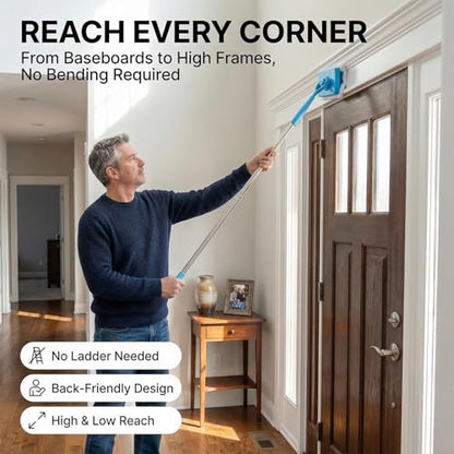 Lightweight Home Cleaning Brush Extra-Long Telescopic Adjustable Rod for Flooring Carpet Clean Household Cleaning Mop (1 Mop with 2 Sponge) - color: 1 Mop With 2 Sponge