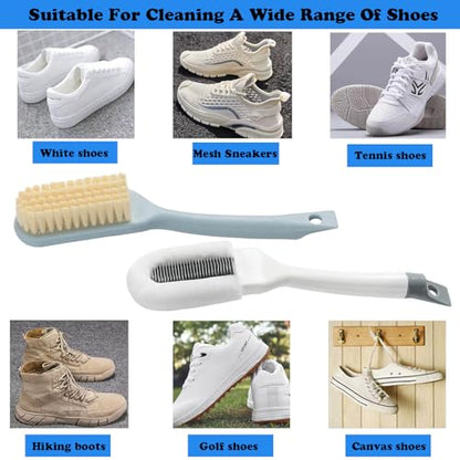 2Pack Shoe Cleaning Brush -Sneaker Shoe Cleaner Brush-Soft Bristle Cleaning Shoes Scrubber-Long Handle Shoe Scrubbing Brush-White Sneaker Cleaner Brush-Shoe Brushes for Cleaning - color: White