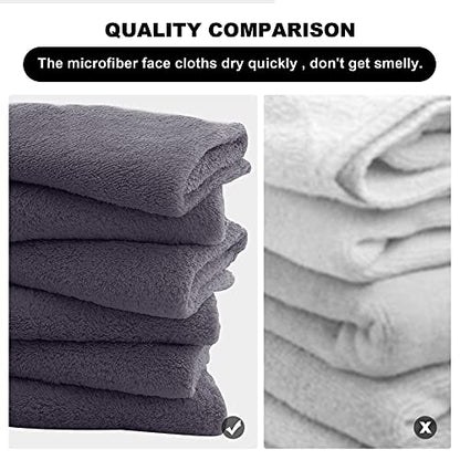 MOONQUEEN Microfiber Facial Cloths Fast Drying Washcloth 12 Pack - Premium Soft Makeup Remover Cloths - Grey - color: Grey, size: 12x12 Inch (Pack of 12)