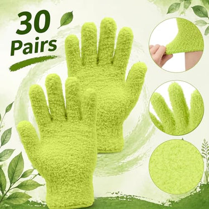 Shyyween 30 Pairs Microfiber Plants Dusting Gloves Indoor Gentle Leaf Cleaning Mitts Reusable Tight Space Dusting Glove Washable Dust Attracting Gloves for House, Car, Blinds, Furniture