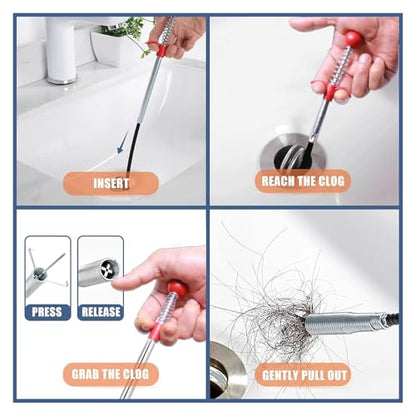 76 Inch Drain Snake Upgraded Ergonomic Grip – Toilet Snake Flexible Grabber Claw for Clog Remover & Pick Up Small Items - color: 79'' Ball