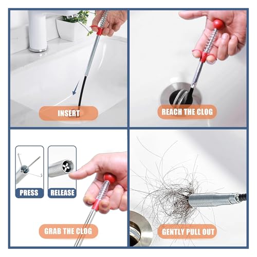 Drain Snake, Flexible Grabber Claw for Sink Shower Bathtub, Tight Space Drain Hair Removal Tool (63inch Ball) - color: 63inch Ball