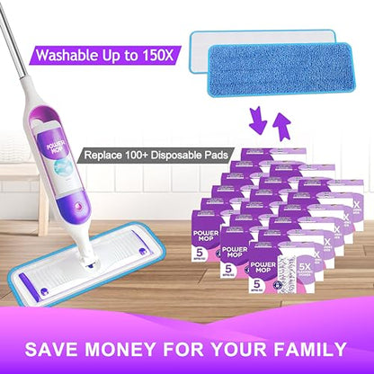Reusable Power Mop Refill Pads for Swiffer Power Mop Starter Kit - Swifter Powermop Pads Refills - Multi-Surface & Wood Mopping Pad Refill for Floor Cleaning - Washable Microfiber Pad, 4 Pack - color: 4 Pack (Blue)