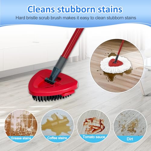 Mop Heads Replacements for Ocedar, Mop Replace Head for O Cedar EasyWring 1-Tank Spin Mop, 6 Mop Heads Include 3 Microfiber Mop Refills, 2 Upgrade Scrubber Mop Head, 1 Mop Base for O-Cedar Mop - size: for ocedar easywring 1-tank