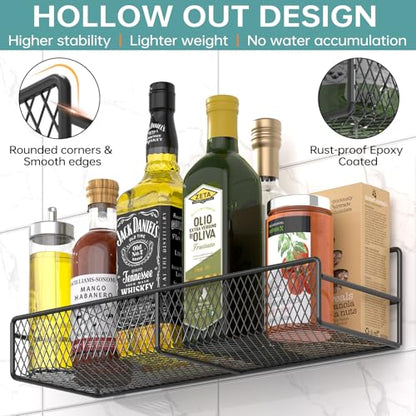 DTUQYX Spice Rack Wall Mounted 6 Pack: 100% Metal & Strong Adhesive Spice Organization for Kitchen Cabinet/Pantry Door, No Drill Hanging Seasoning Organizer with Paper Towel Holder, Utensil Caddy