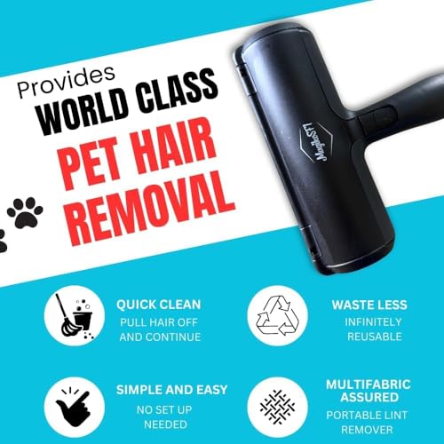 Pet Hair Remover Roller Reusable Lint Roller for Dog & Cat Hair – Fur Remover for Couch, Furniture, Carpet, Car Seats & Clothes – Portable Manual Pet Hair Cleaning Brush (Black) - color: Black