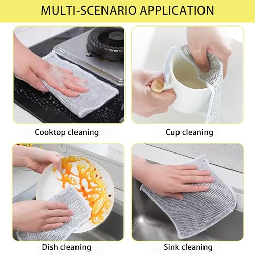 8 Pac Multipurpose Wire dishwashing rag- Reusable Non Scratch Wire Dishcloth, Non Scratch Dishcloth That Can for Kitchen Pots and cooktops, Sinks Dish Rags 7.87' * 7.87'