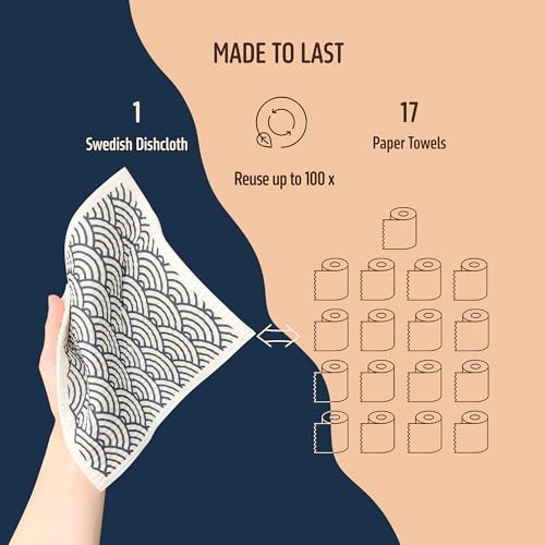 Swedish Dishcloths, 5 Pack Swedish Dishcloths for Kitchen, Super Absorbent, Biodegradable, Quick Drying, Dishwasher Safe - color: 5 Count- Japanese