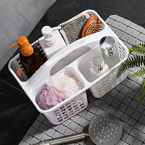 Haundry 3 Compartments Plastic Shower Caddy Basket, Portable Divided Cleaning Supply Storage Organizer with Handle (White) - color: A Style-White