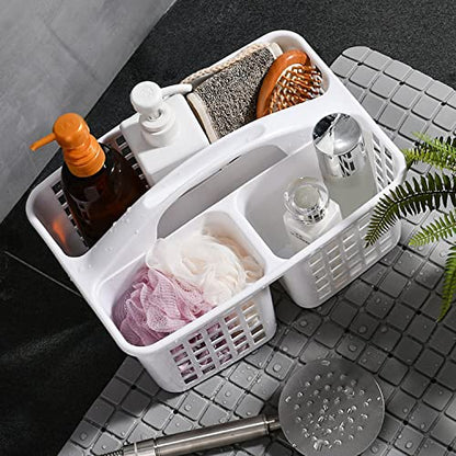 Haundry 3 Compartments Plastic Shower Caddy Basket, Portable Divided Cleaning Supply Storage Organizer with Handle (White) - color: A Style-White