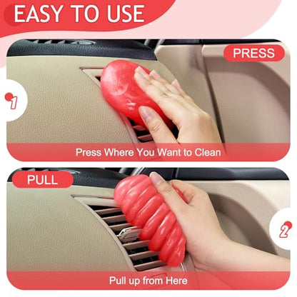 TeSabMi Car Cleaning Gel Car Cleaning Putty Car Putty Car Interior Cleaner Car Slime Car Detailing Kit Car Accessories Gifts for Men Women Stocking Stuffers Red - color: A Red