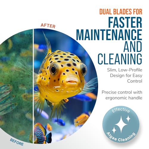 FLIPPER EDGE MAX Magnetic 2-in-1 Aquarium Cleaner for Glass and Acrylic Tanks up to 1 Inch (24mm) Thick – Dual Blade Design with Floating Algae Scraper and Cleaning Tool – LTD Clownfish - color: LTD Clownfish, style: MAX - For Tanks Up to 1 Inch (24mm) Th