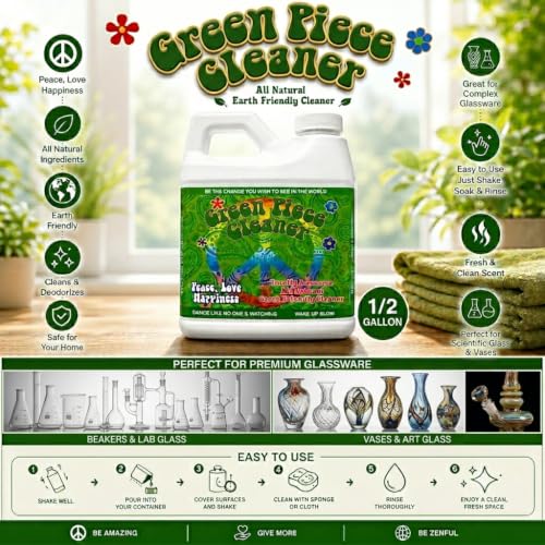 Green Piece® Cleaner – Made in USA - Great on Glass - Cleans tar and resin – 64 Oz (Half Gallon) - style: 64 OZ (Half Gallon)