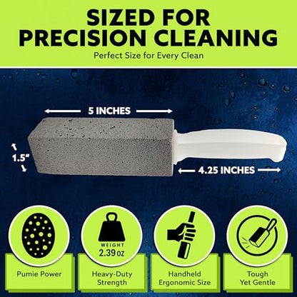 PUMIE Pumice Stone Toilet Bowl Cleaner (6-Pack) - Pumice Stone with Handle - Heavy Duty Toilet Bowl Scrubber for Rings, Bowls, Hard Water Stains, Lime, Rust, Sink - Includes Handle for Easy Use - size: 6 Count (Pack of 1)