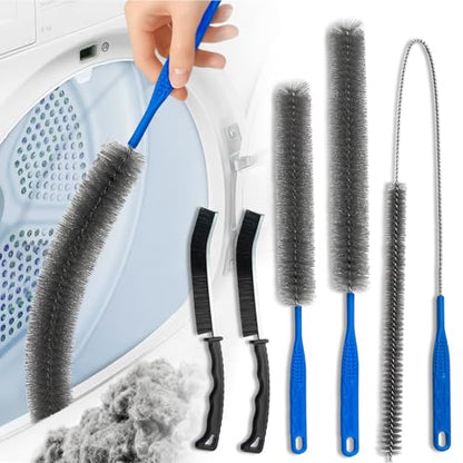 5 Pack Dryer Vent Cleaner Kit, Extra Long Flexible Brushes for Lint, Pet Hair & Dust, Refrigerator Coils, Home Washers, Sinks & Drains - color: Gray