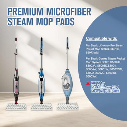 8 Pack Steam Mop Replacement Pads Compatible with Shark Genius Steam Mop S5003D S5002Q S5004 S6001W S6001WM S6002 & Lift-Away Pro Steam Mop S3973 S3973D S3973WM, Washable Microfiber Mop Pads Reusable - color: 8 Pack Stripe