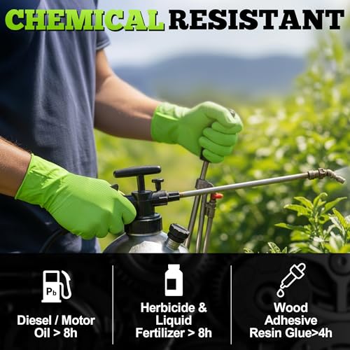 TitanFlex Heavy Duty Industrial Nitrile Gloves with Raised Diamond Texture, 8-mil, Latex Free (Green/Dark Green/Yellow) - color: 03 Green (1000ct), size: X-Large