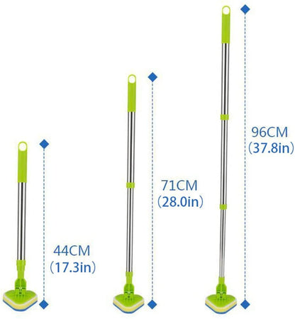 2 in 1 Scrub Cleaning Brush with 37” Long Extendable Handle,AIYoo Floor Scrubbing Brush,1 Stiff Bristle and 3 Sponge Brushes for Cleaning Tile Bathroom Tub,Detachable Cleaner Shower Scrubber
