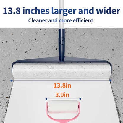 13.8in Large Size Floor Lint Rollers for Pet Hair Extra Sticky 51.2in Long Handle Giant Big Hair Picker Upper from Sticky Mop for Cleaning Dog Cat Hair Animal Fur Removal Roller Couch Bed Sheet Carpet