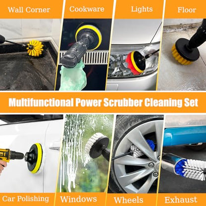 15Pcs Drill Brush Attachment Set, Drill Scrubber Brush Kit Include Soft Drill Wheel Brush, Scrub Pads, Sponge, Drill Cleaning Brush Attachment Set for Car, Bathroom, Tub, Tile, Floor, Grout, Boat - style: 15pcs