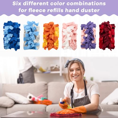 Zubebe 12 Pcs Duster Refill Reusable Fleece Duster Refills Feather Flat Dusters Multi Surface Washable Cleaning Pads Tools for Home, Blinds, Car, Pet, Furniture, Fans (Colorful) - color: Colorful